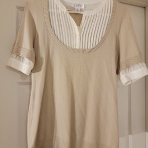 NWT LOFT Beige and White Sweater Blouse